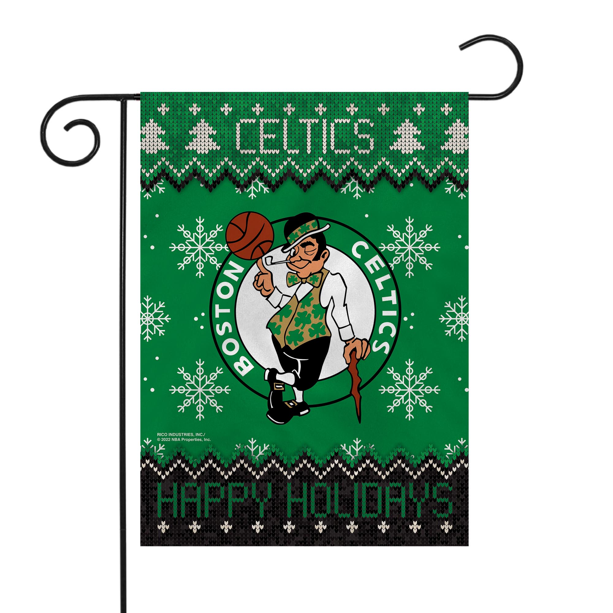 Rico Industries NBA Basketball Boston Celtics Winter/Snowflake Double Sided Garden Flag