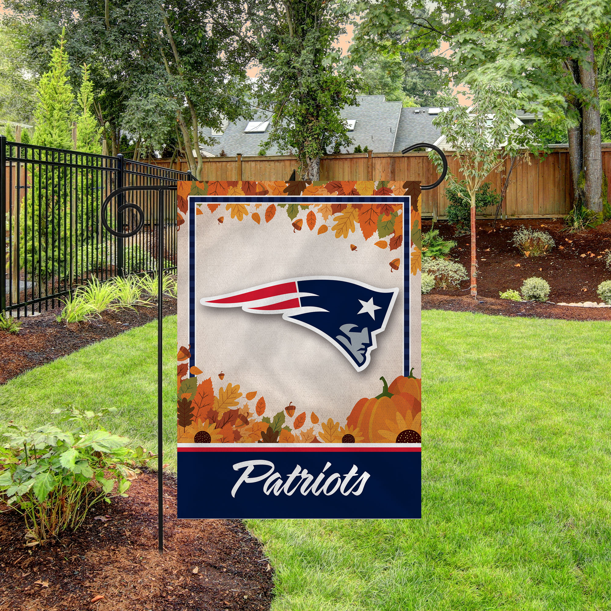 Rico Industries NFL Football New England Patriots Fall/Harvest Double Sided Garden Flag