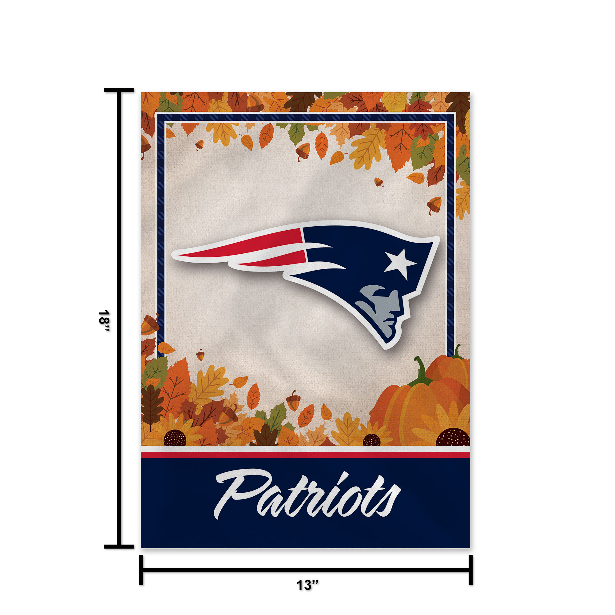 Rico Industries NFL Football New England Patriots Fall/Harvest Double Sided Garden Flag