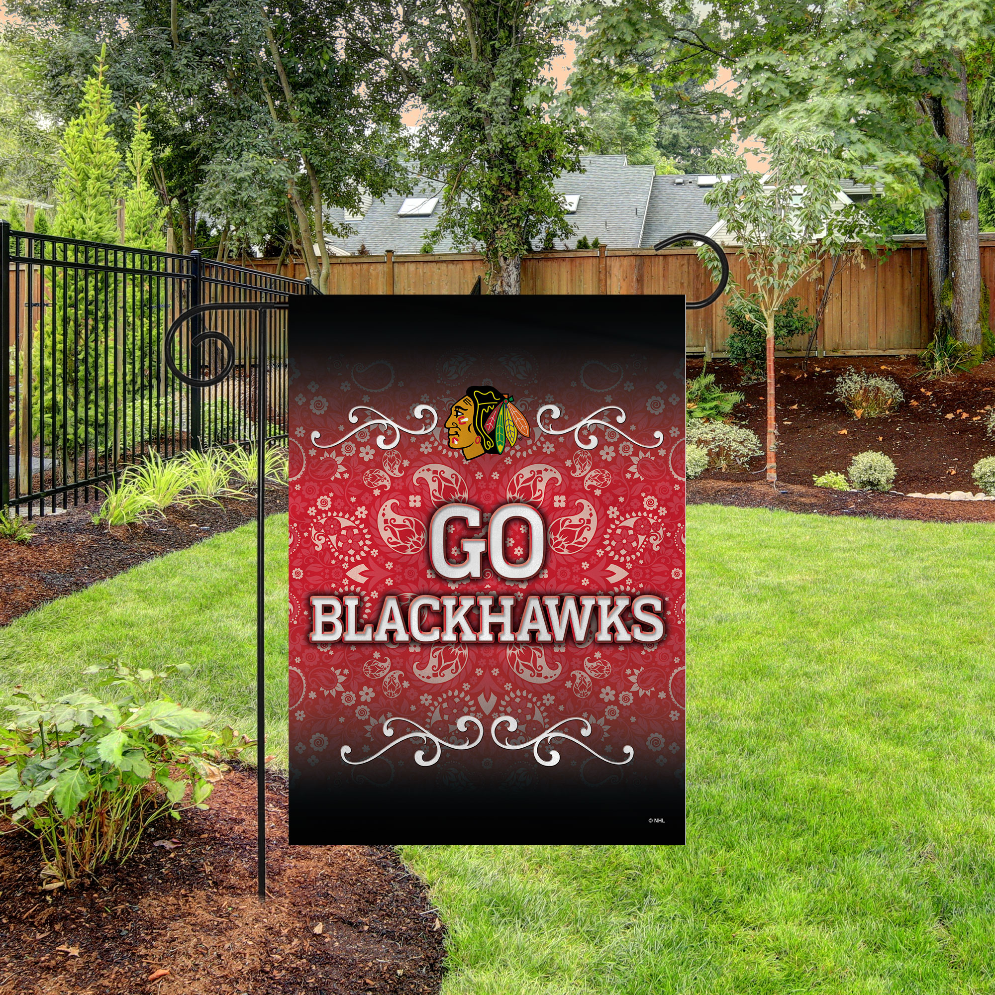 Rico Industries NHL Hockey Chicago Blackhawks Go Blackhawks Double Sided Garden Flag