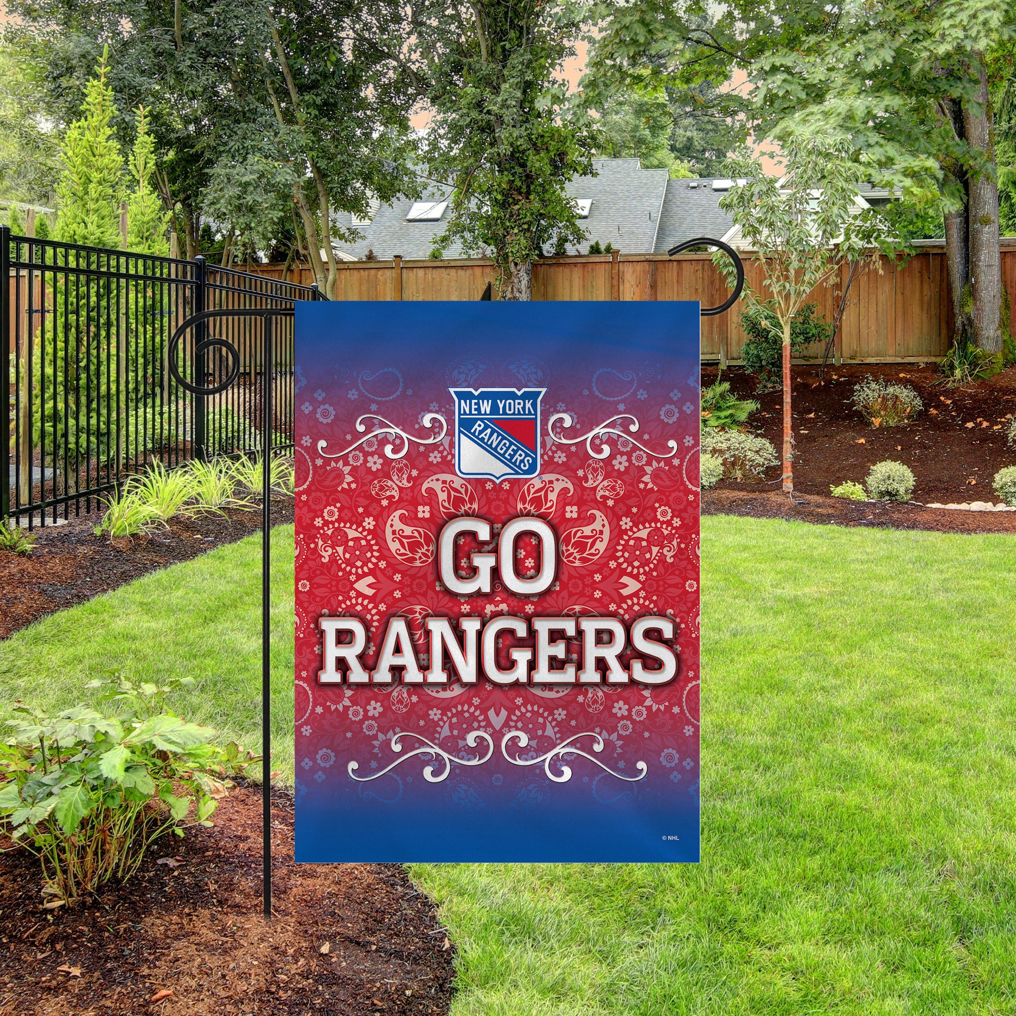 Rico Industries NHL Hockey New York Rangers Go Rangers Double Sided Garden Flag