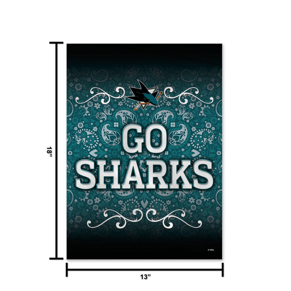 Rico Industries NHL Hockey San Jose Sharks Go Sharks Double Sided Garden Flag