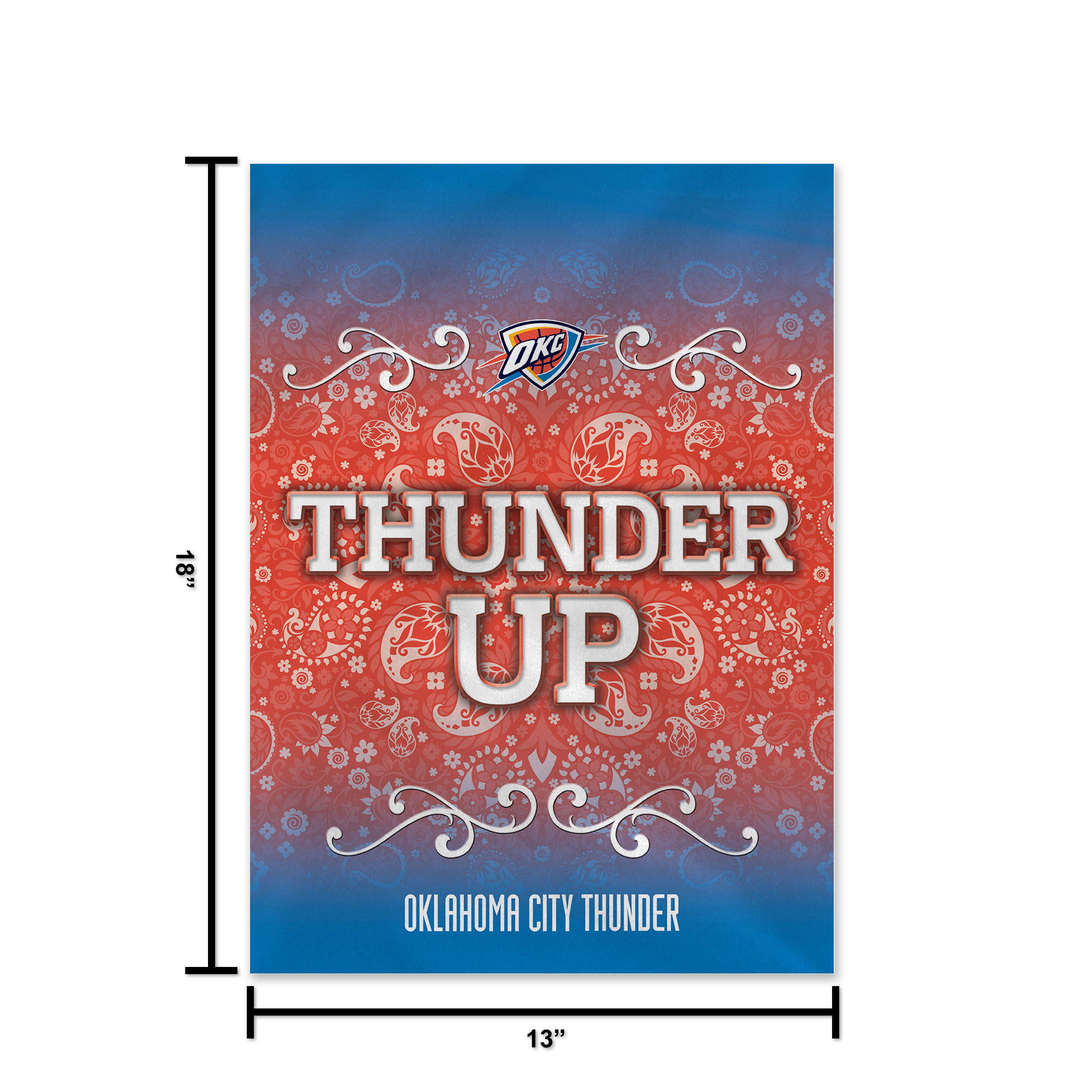 Rico Industries NBA Basketball Oklahoma City Thunder "Thunder Up" Double Sided Garden Flag