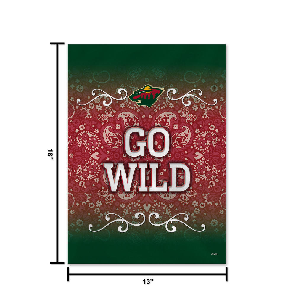 Rico Industries NHL Hockey Minnesota Wild Go Wild Double Sided Garden Flag