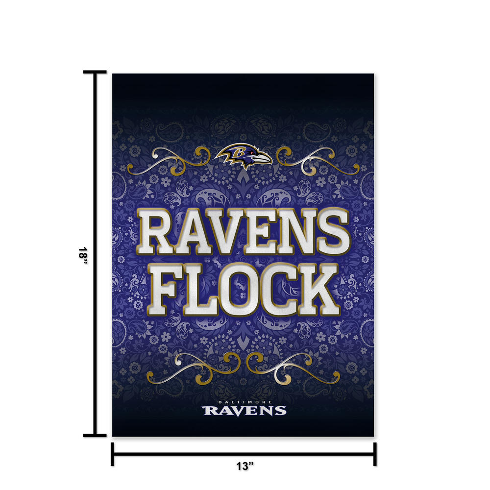Rico Industries NFL Football Baltimore Ravens Ravens Flock Double Sided Garden Flag
