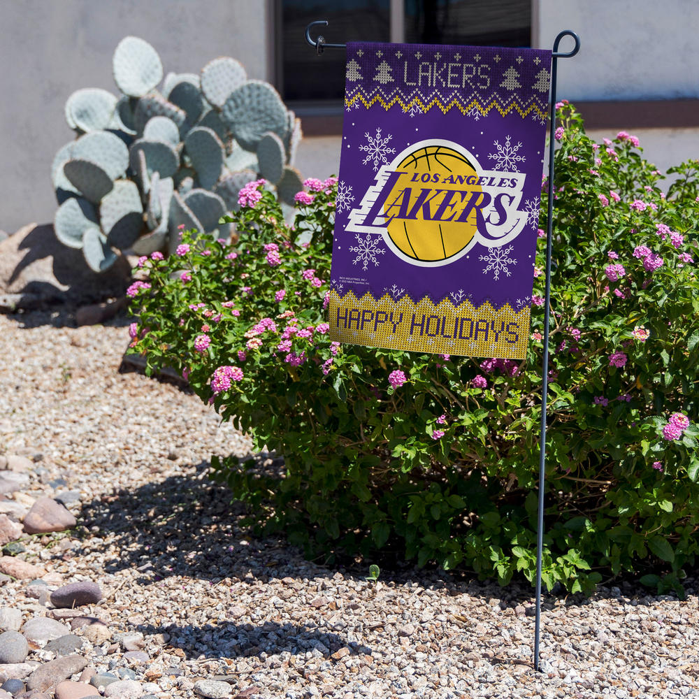 Rico Industries NBA Basketball Los Angeles Lakers Winter/Snowflake Double Sided Garden Flag