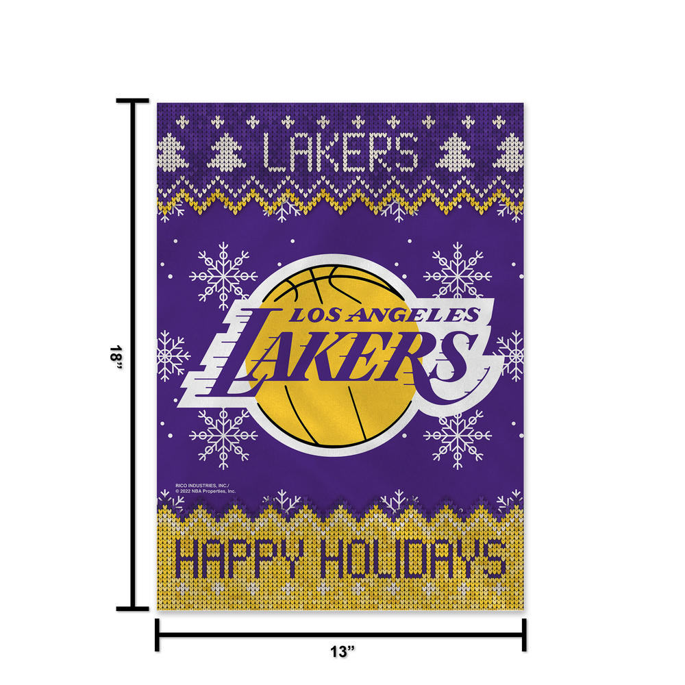 Rico Industries NBA Basketball Los Angeles Lakers Winter/Snowflake Double Sided Garden Flag