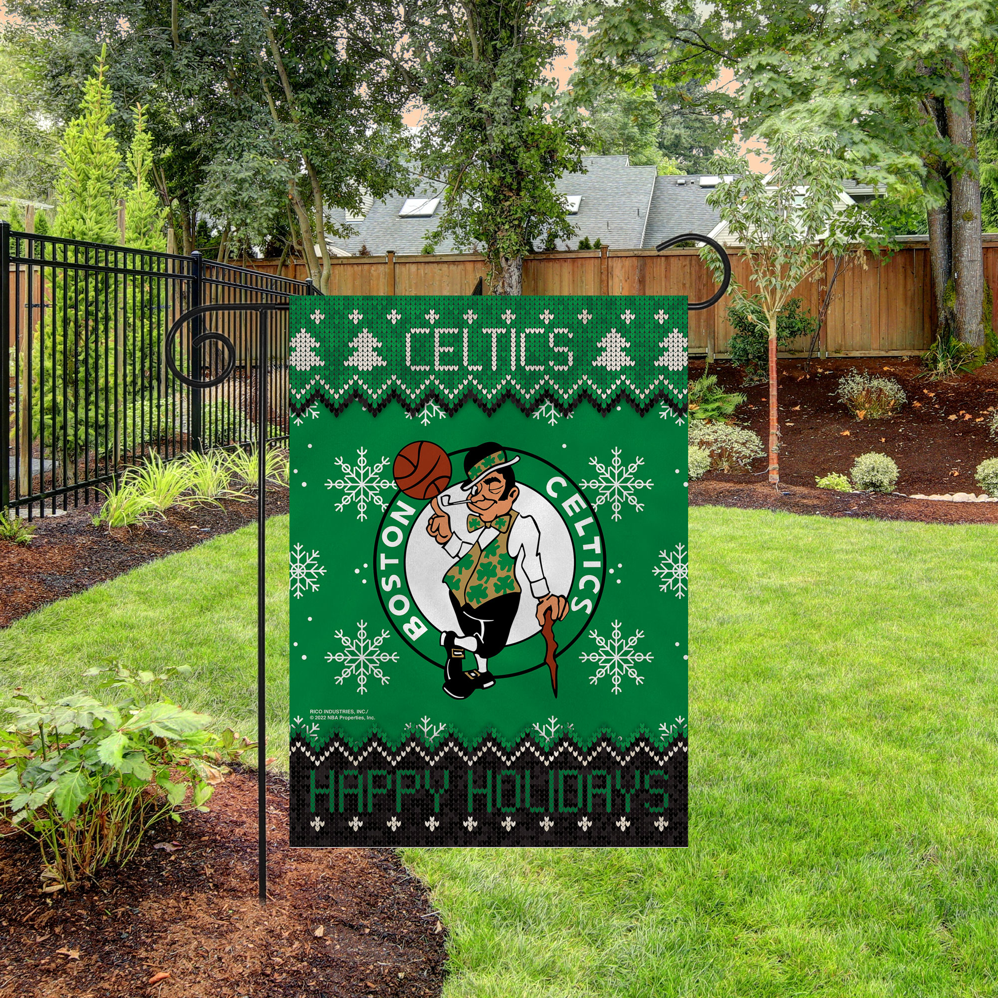 Rico Industries NBA Basketball Boston Celtics Winter/Snowflake Double Sided Garden Flag