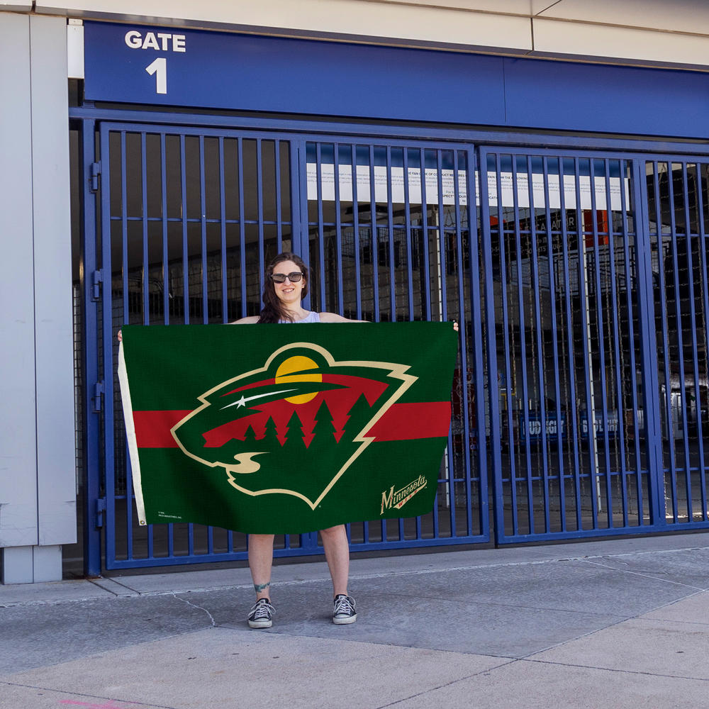 Rico Industries NHL Hockey Minnesota Wild Green with Red Stripe 3' x 5' Banner Flag