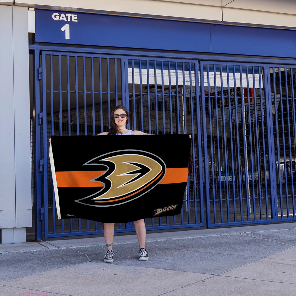 Rico Industries NHL Hockey Anaheim Ducks Black with Orange Stripe 3' x 5' Banner Flag