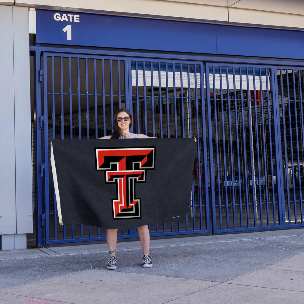 Rico NCAA Texas Tech Red Raiders 3' x 5' Gray Banner Flag - Single Sided - Indoor or Outdoor - Home Décor Made By Rico Industries