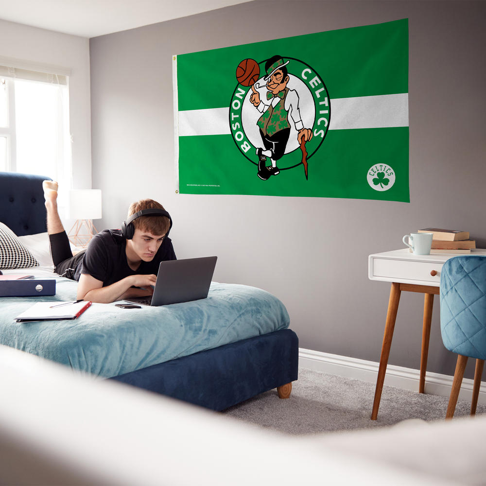 Rico Industries NBA Basketball Boston Celtics Green with White Stripe 3' x 5' Banner Flag