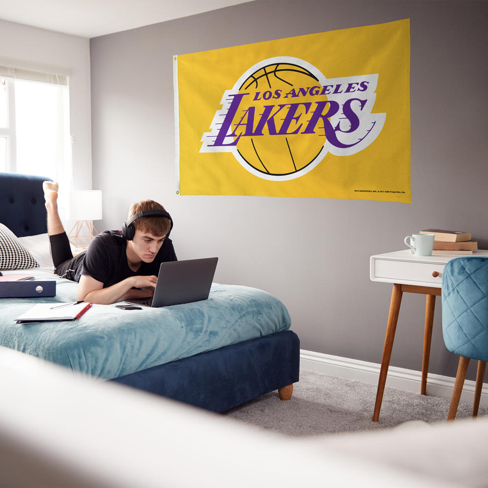 Rico Industries NBA Basketball Los Angeles Lakers Yellow 3' x 5' Banner Flag
