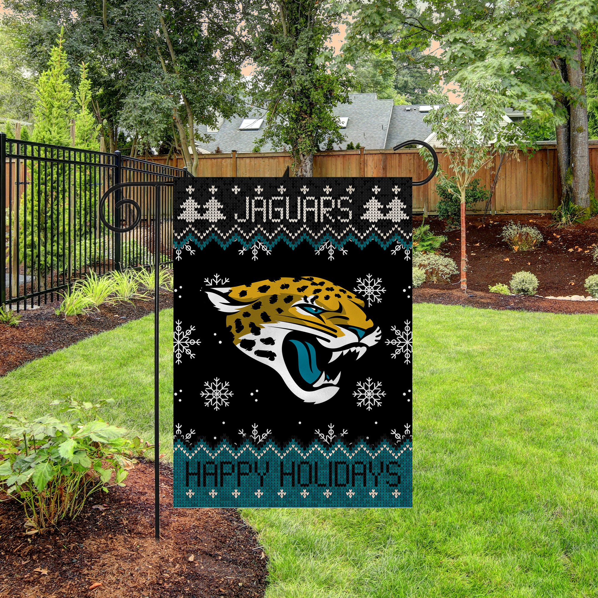 Rico Industries NFL Football Jacksonville Jaguars Winter/Snowflake Double Sided Garden Flag