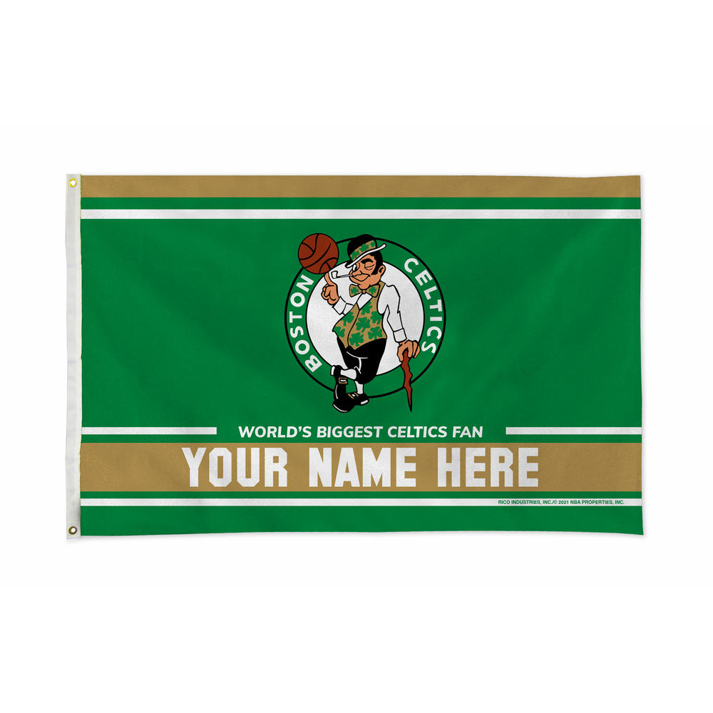 Rico Industries NBA Basketball Boston Celtics  Personalized 3' x 5' Banner Flag