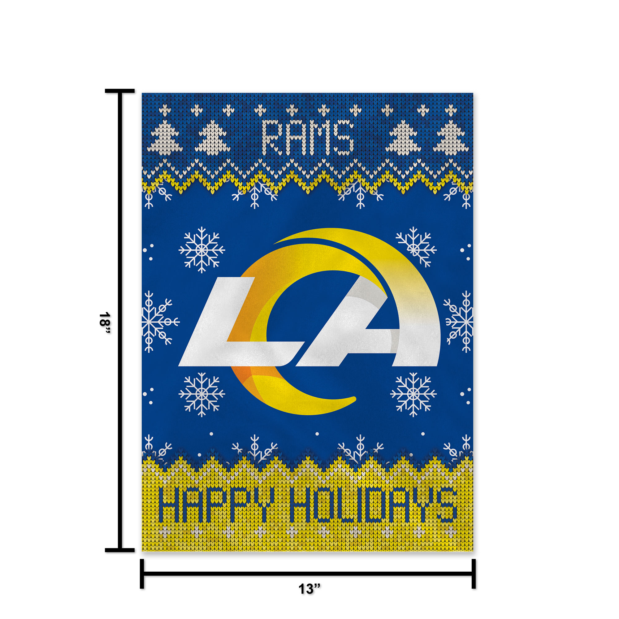Rico Industries NFL Football Los Angeles Rams Winter/Snowflake Double Sided Garden Flag