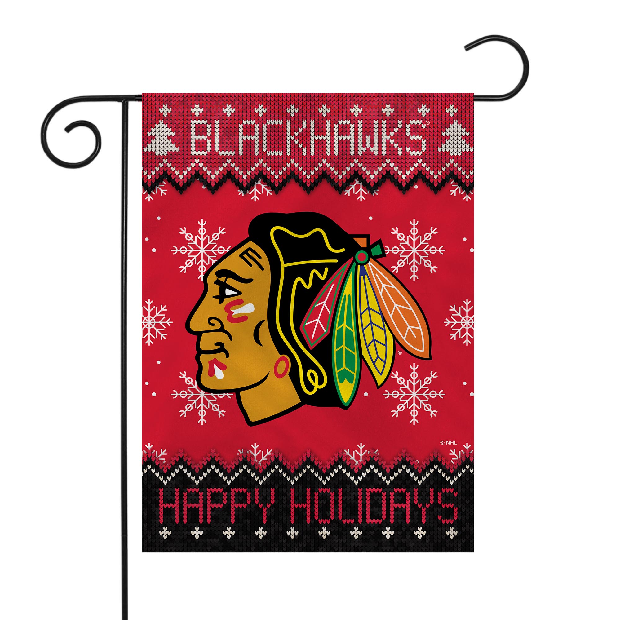 Rico NHL Hockey Chicago Blackhawks Winter/Snowflake Double Sided Garden Flag