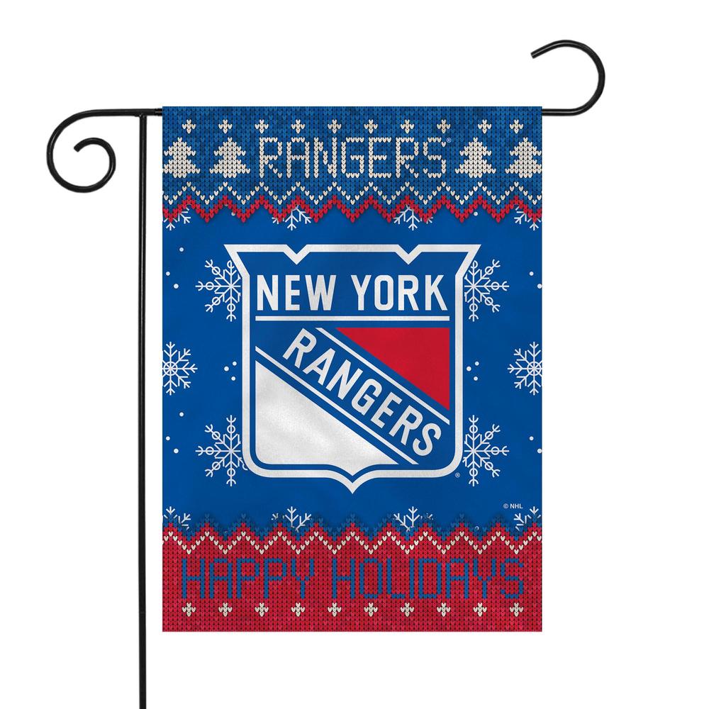Rico NHL Hockey New York Rangers Winter/Snowflake Double Sided Garden Flag