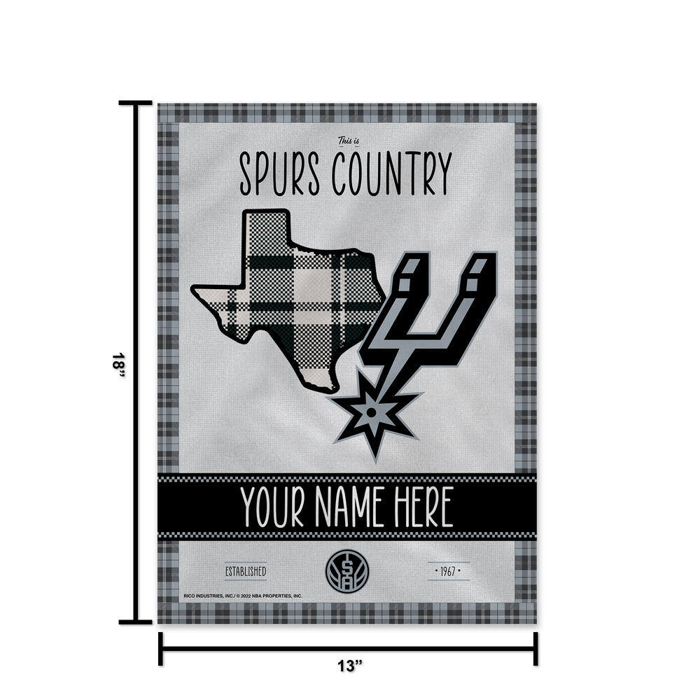 Rico Industries NBA Basketball San Antonio Spurs This is Spurs Country - Plaid Design Personalized Garden Flag