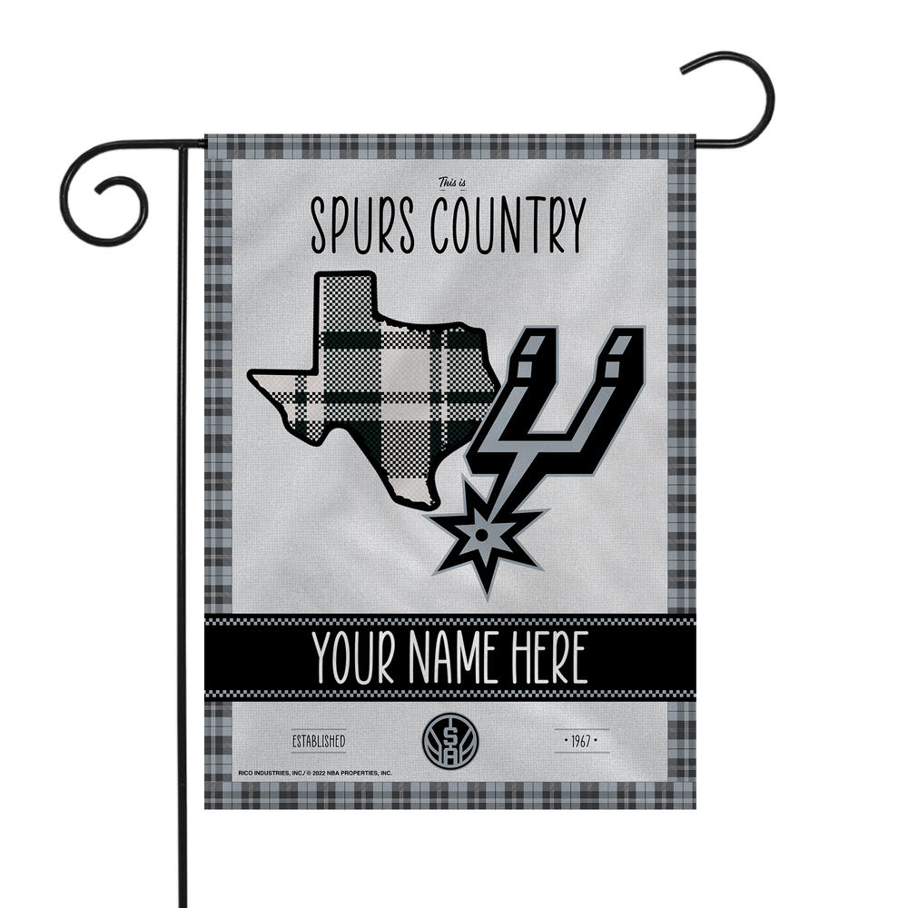 Rico Industries NBA Basketball San Antonio Spurs This is Spurs Country - Plaid Design Personalized Garden Flag