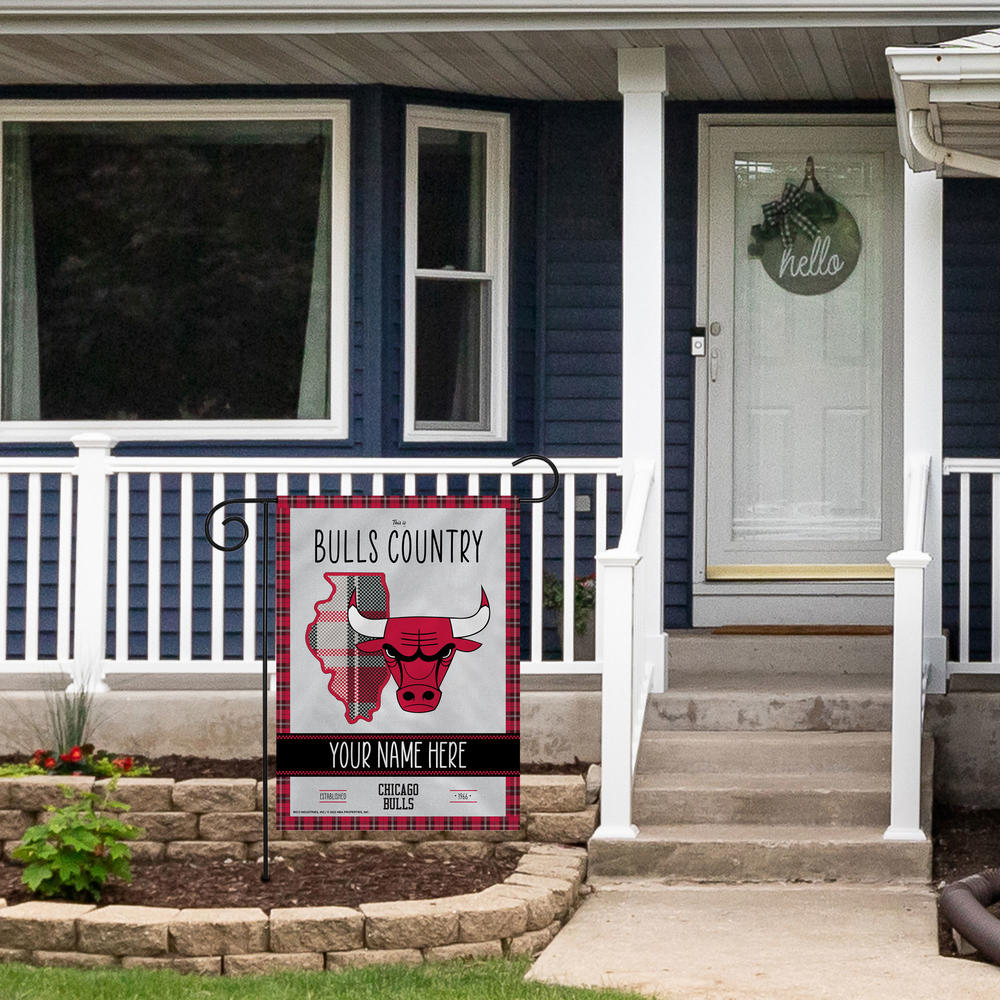 Rico Industries NBA Basketball Chicago Bulls This is Bulls Country - Plaid Design Personalized Garden Flag