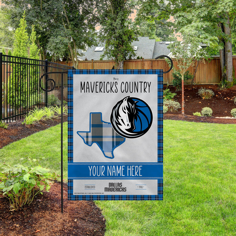 Rico Industries NBA Basketball Dallas Mavericks This is Mavericks Country - Plaid Design Personalized Garden Flag