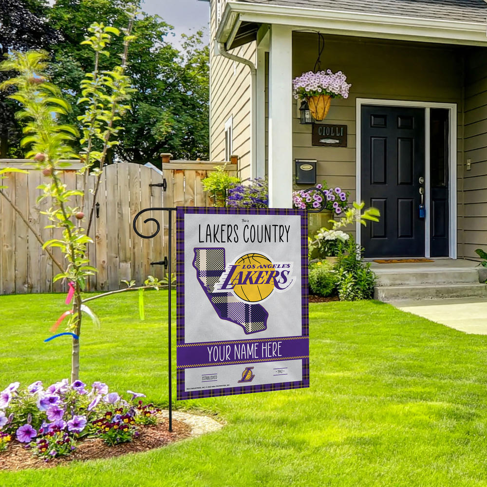 Rico Industries NBA Basketball Los Angeles Lakers This is Lakers Country - Plaid Design Personalized Garden Flag