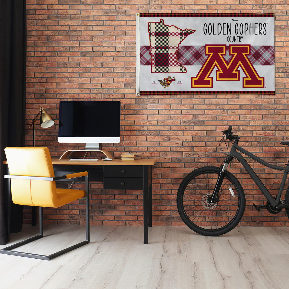 Rico Industries NCAA  Minnesota Golden Gophers This is Gophers Country - Plaid 3' x 5' Banner Flag