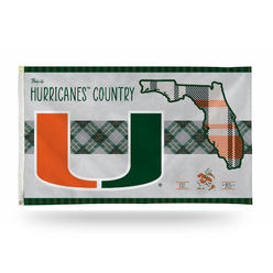 Rico Industries NCAA  Miami Hurricanes - The U This is Hurricanes Country - Plaid Design 3' x 5' Banner Flag