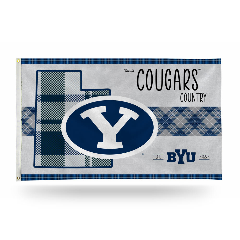 Rico Industries NCAA  BYU Cougars This is Cougars Country - Plaid 3' x 5' Banner Flag