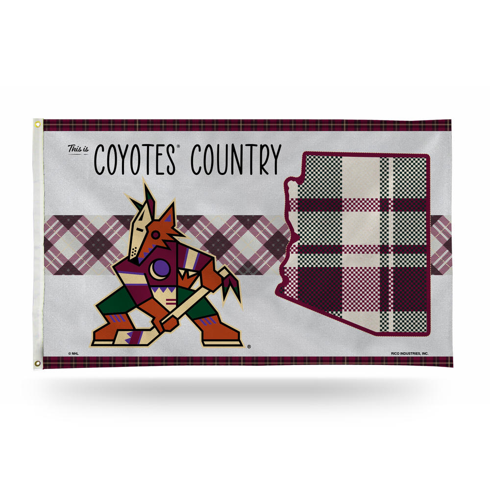 Rico NHL Rico Industries Arizona Coyotes This is Coyotes Country - Plaid Design 3' x 5' Banner Flag
