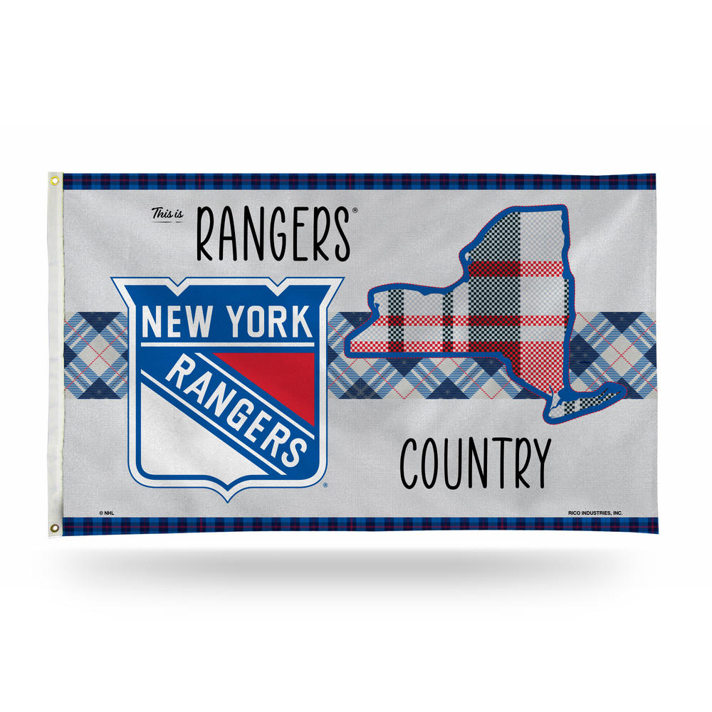 Rico NHL Rico Industries New York Rangers This is Rangers Country - Plaid Design 3' x 5' Banner Flag