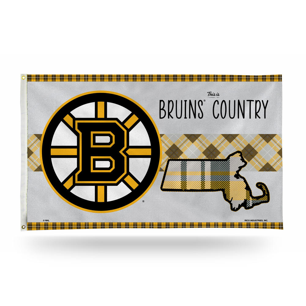 Rico NHL Rico Industries Boston Bruins This is Bruins Country - Plaid Design 3' x 5' Banner Flag
