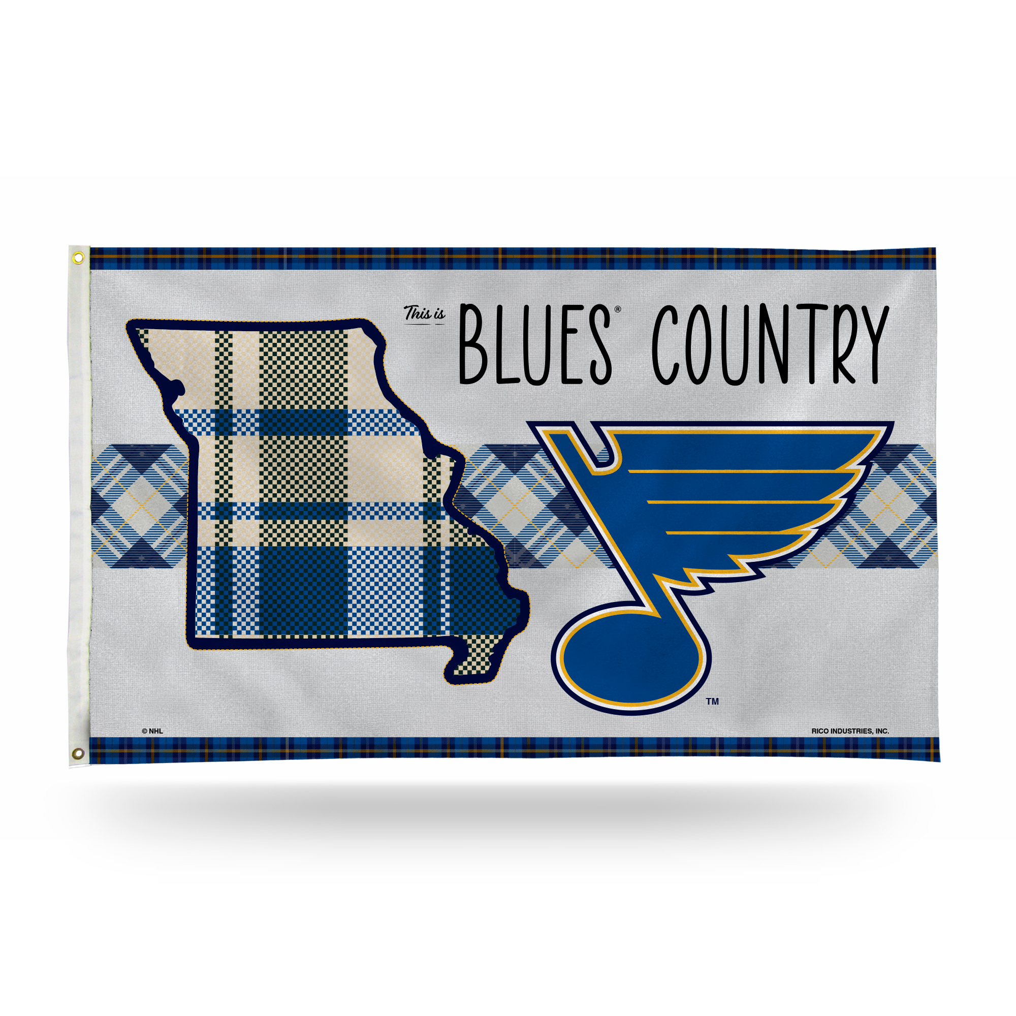 Rico NHL Rico Industries St. Louis Blues This is Blues Country - Plaid Design 3' x 5' Banner Flag