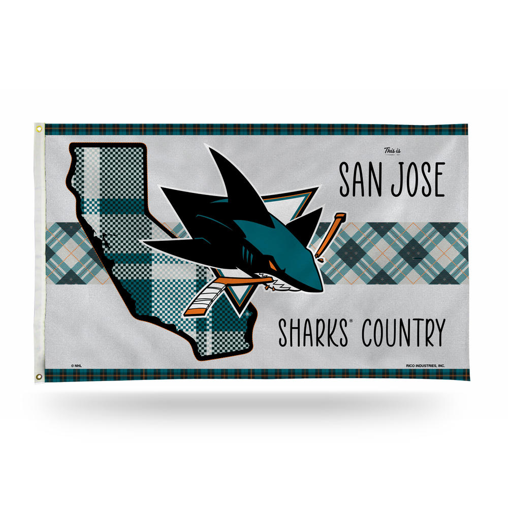 Rico NHL Rico Industries San Jose Sharks This is Sharks Country - Plaid Design 3' x 5' Banner Flag