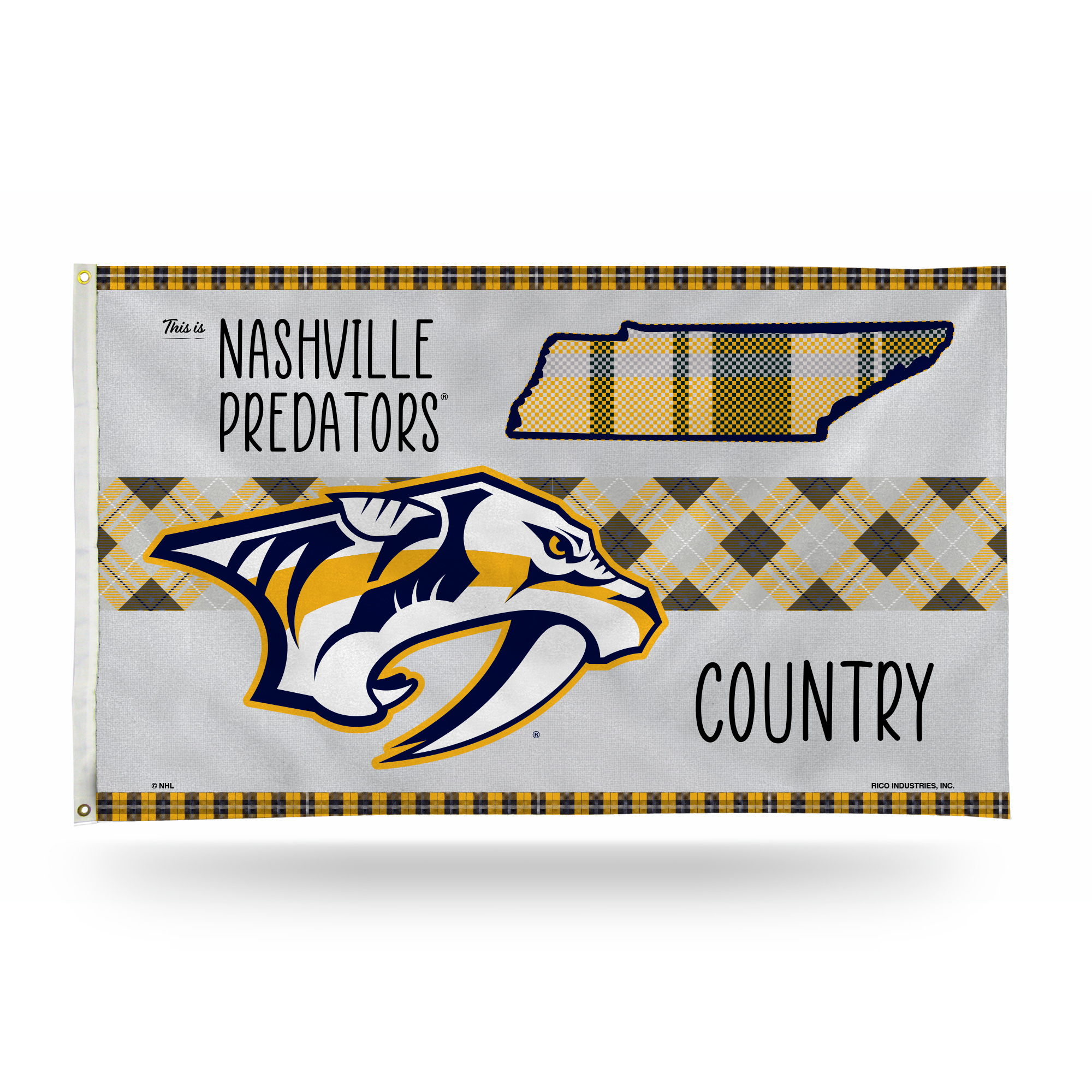 Rico NHL Rico Industries Nashville Predators This is Predators Country - Plaid Design 3' x 5' Banner Flag