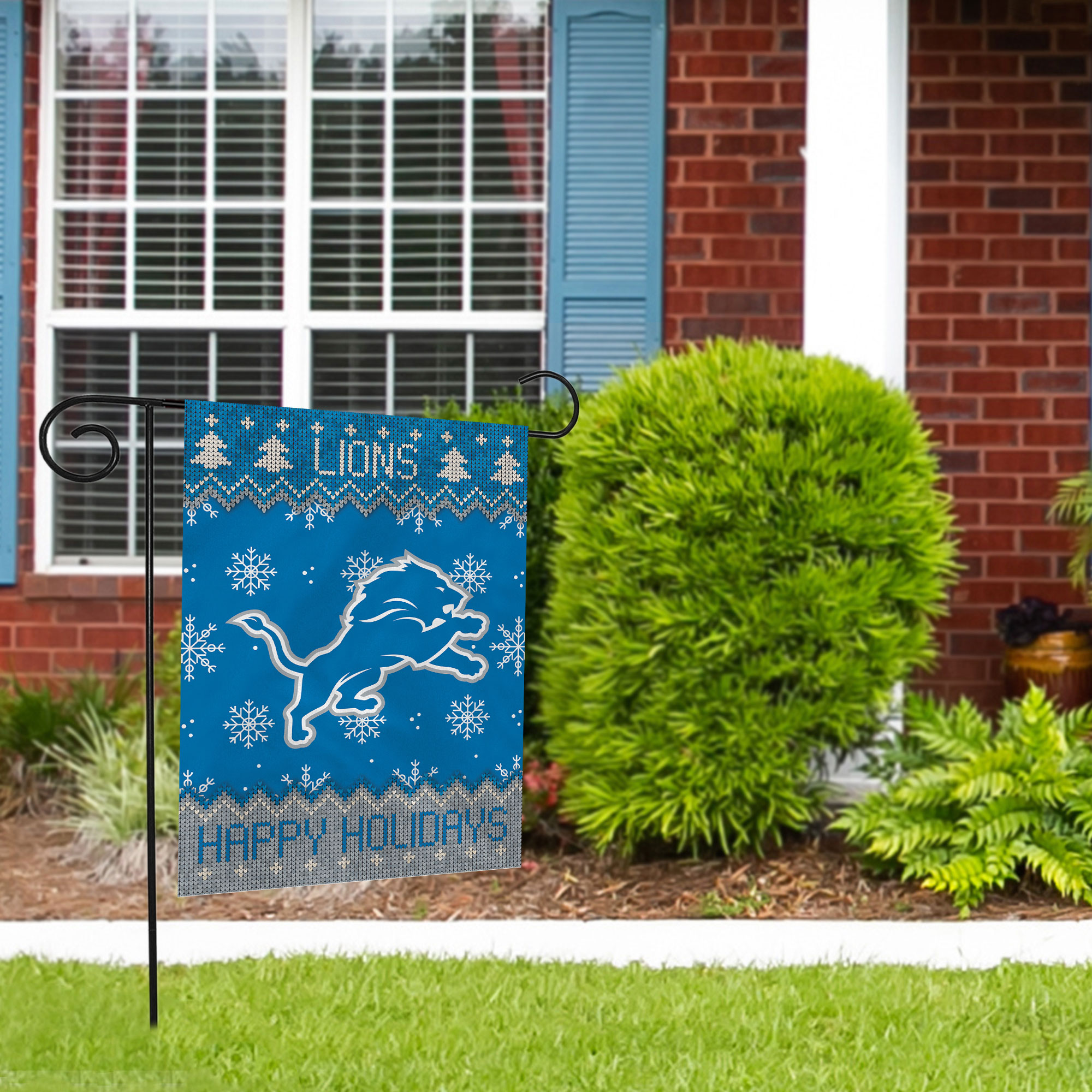 Rico Industries NFL Football Detroit Lions Winter/Snowflake Double Sided Garden Flag