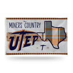 Rico Industries NCAA  Texas-El Paso Miners - UTEP This is Miners Country - Plaid 3' x 5' Banner Flag