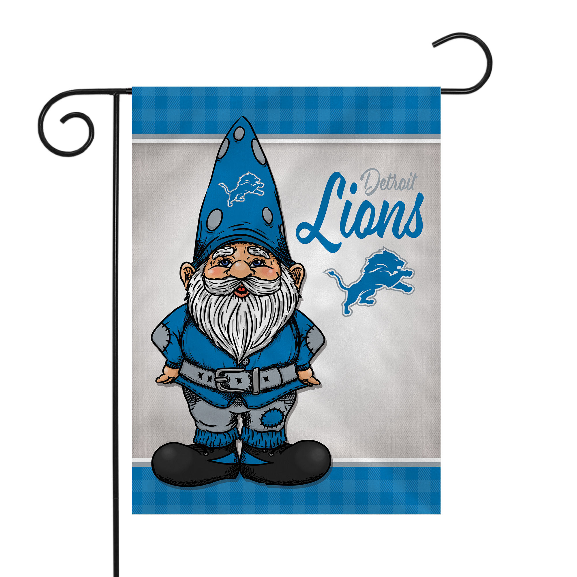 Rico Industries NFL Football Detroit Lions Gnome Spring Double Sided Garden Flag