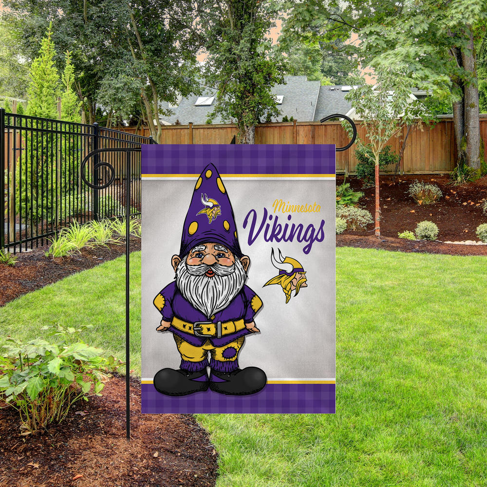 Rico Industries NFL Football Minnesota Vikings Gnome Spring Double Sided Garden Flag