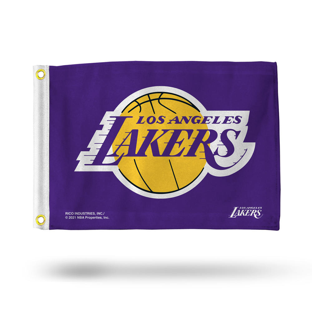 Rico Industries NBA Basketball Los Angeles Lakers Primary Logo with Wordmark Purple 12" x 18" Boat Flag