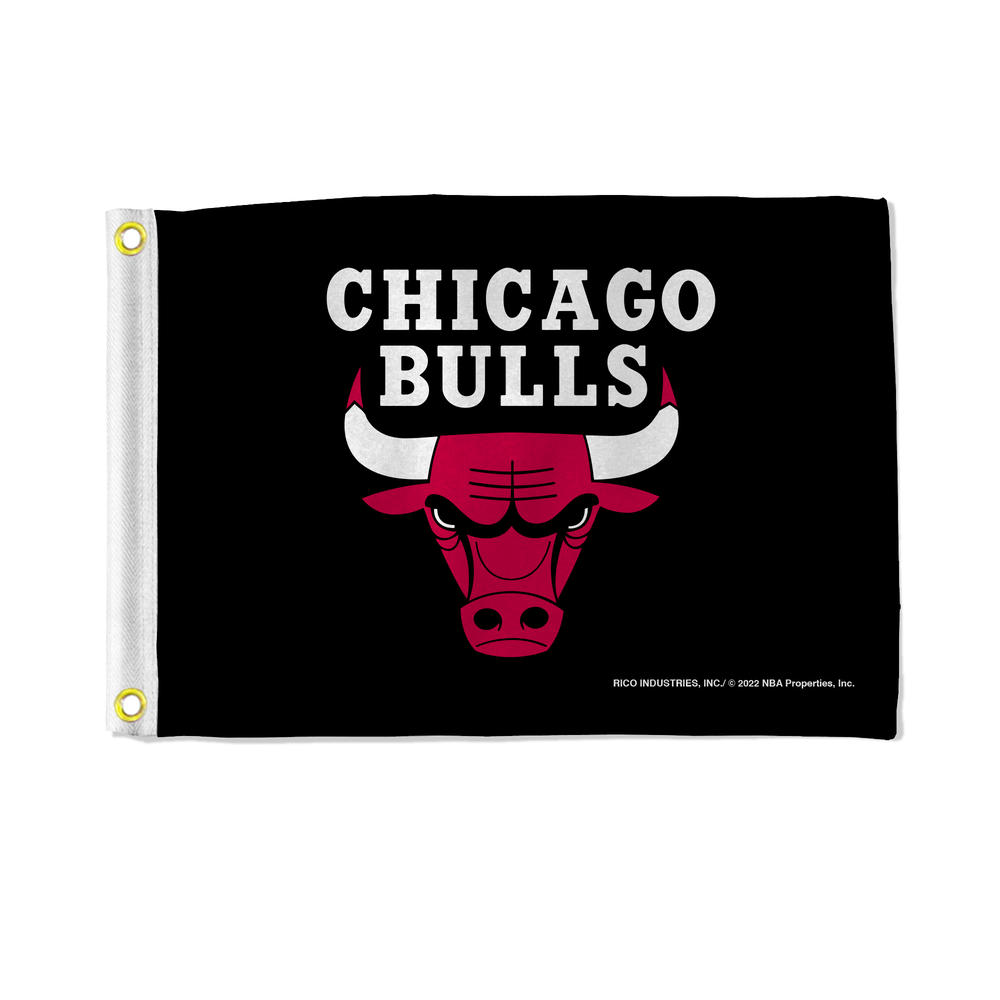 Rico Industries NBA Basketball Chicago Bulls Primary Logo Black 12" x 18" Boat Flag