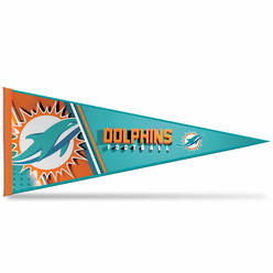 Rico Industries NFL Football Miami Dolphins Primary Soft Felt 12X30 Pennant W/ Header Card