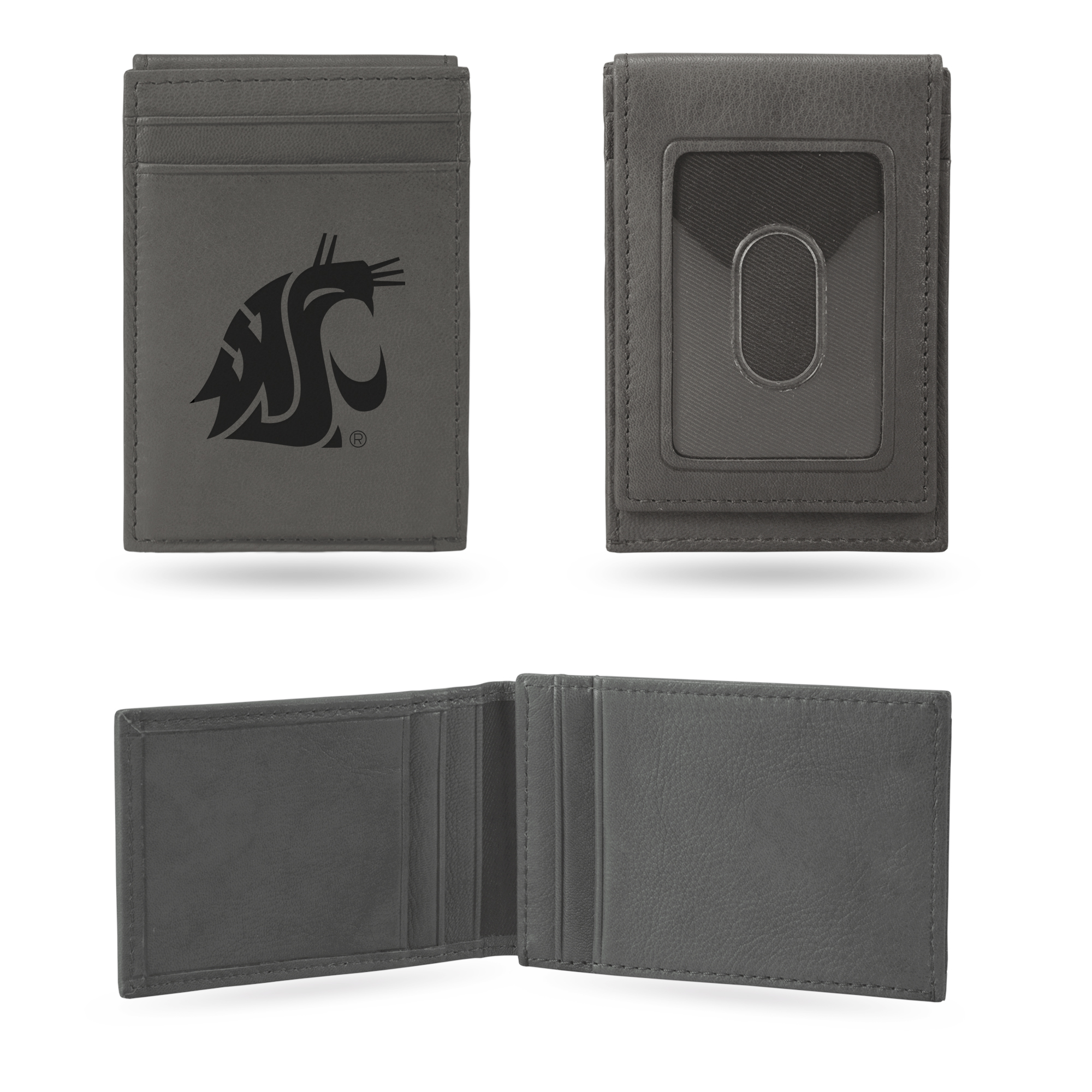 Rico NCAA Rico Industries Washington State Cougars Gray Laser Engraved Front Pocket Wallet