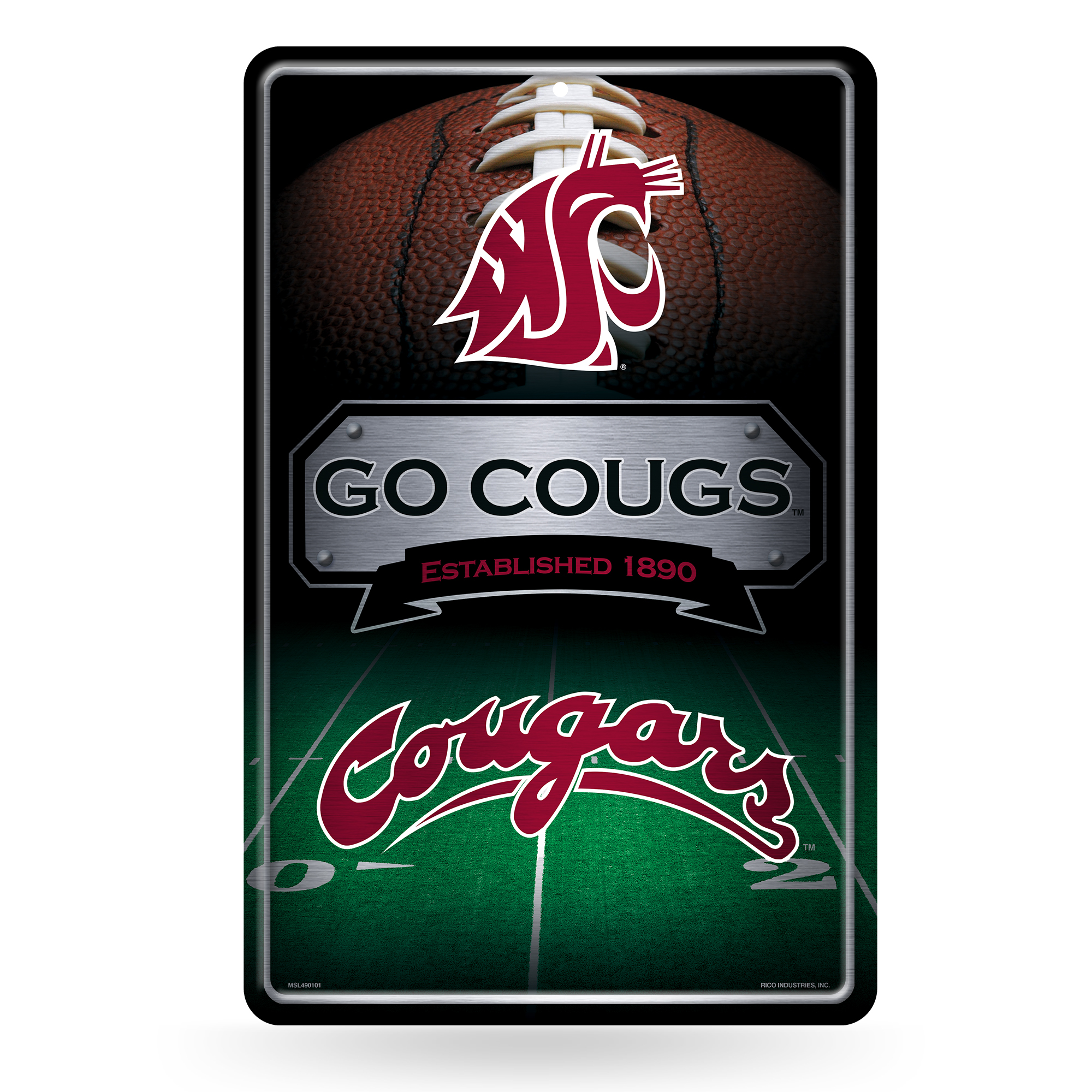 Rico Industries NCAA  Washington State Cougars - WSU  Large Metal Sign