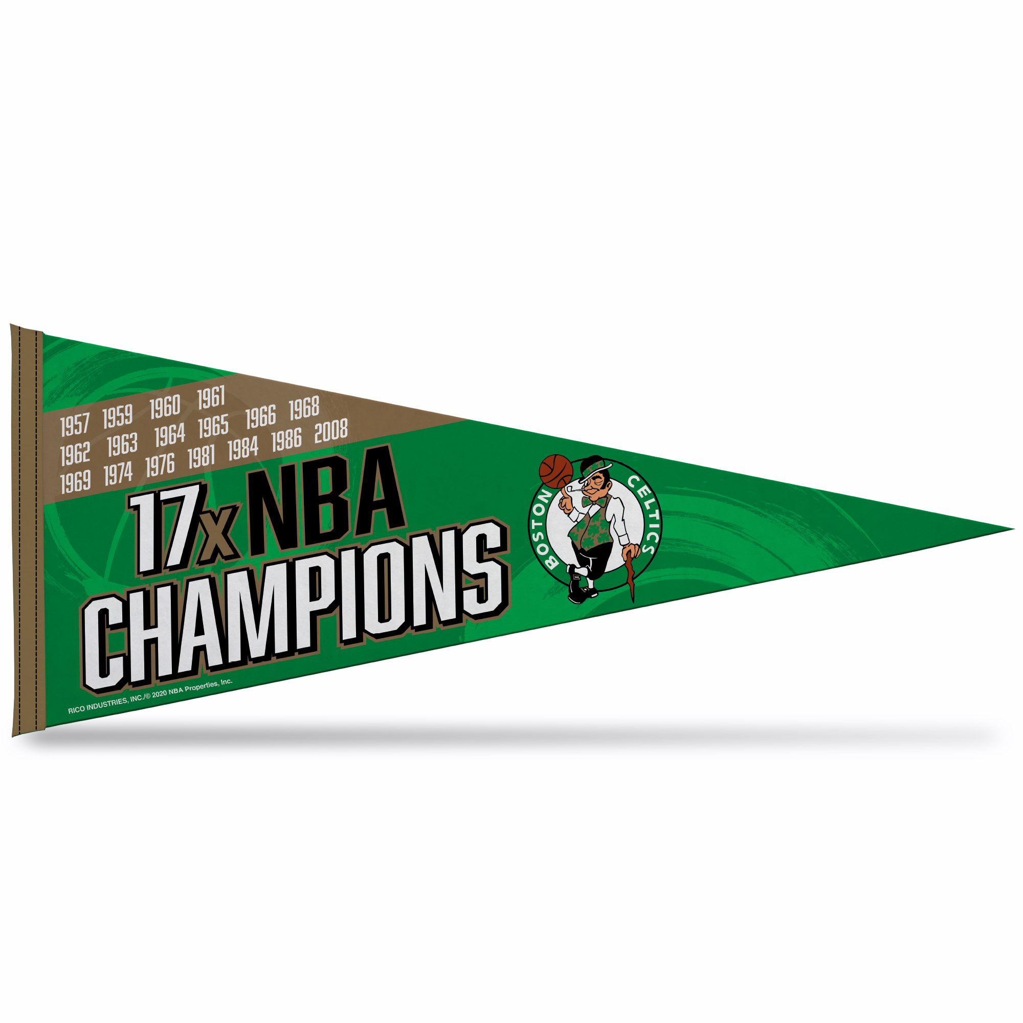 Rico NBA Rico Industries Boston Celtics Multi Champ Soft Felt 12X30 Pennant W/ Header Card