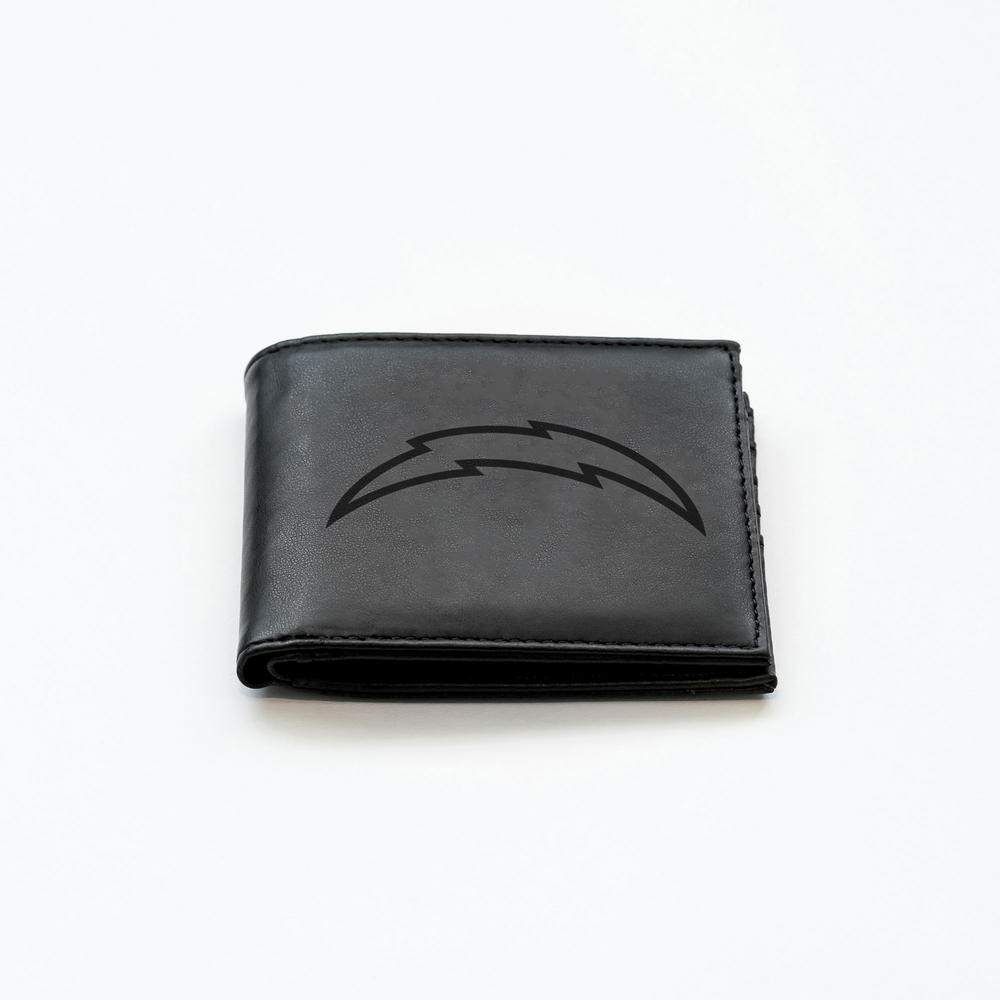 Rico Industries NFL Football Los Angeles Chargers Black Laser Engraved Billfold Wallet