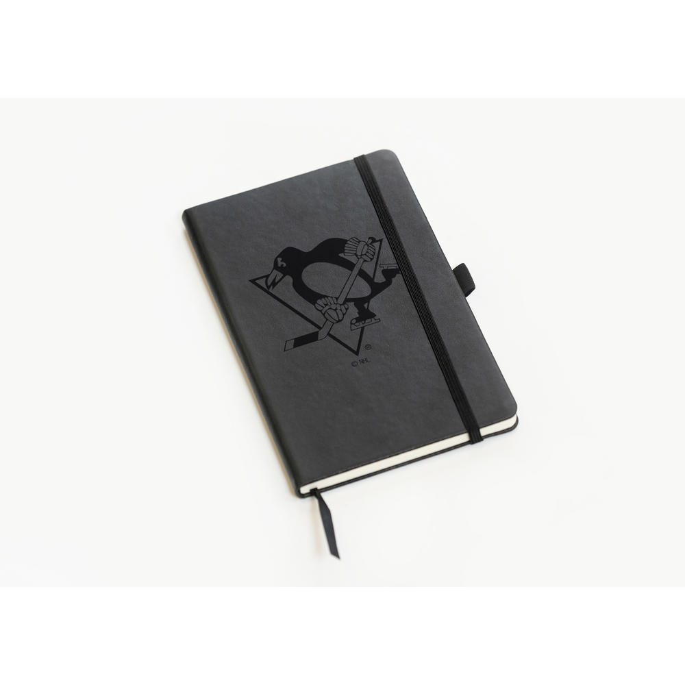 Rico Industries NHL Hockey Pittsburgh Penguins Black - Primary Laser Engraved Small Notepad