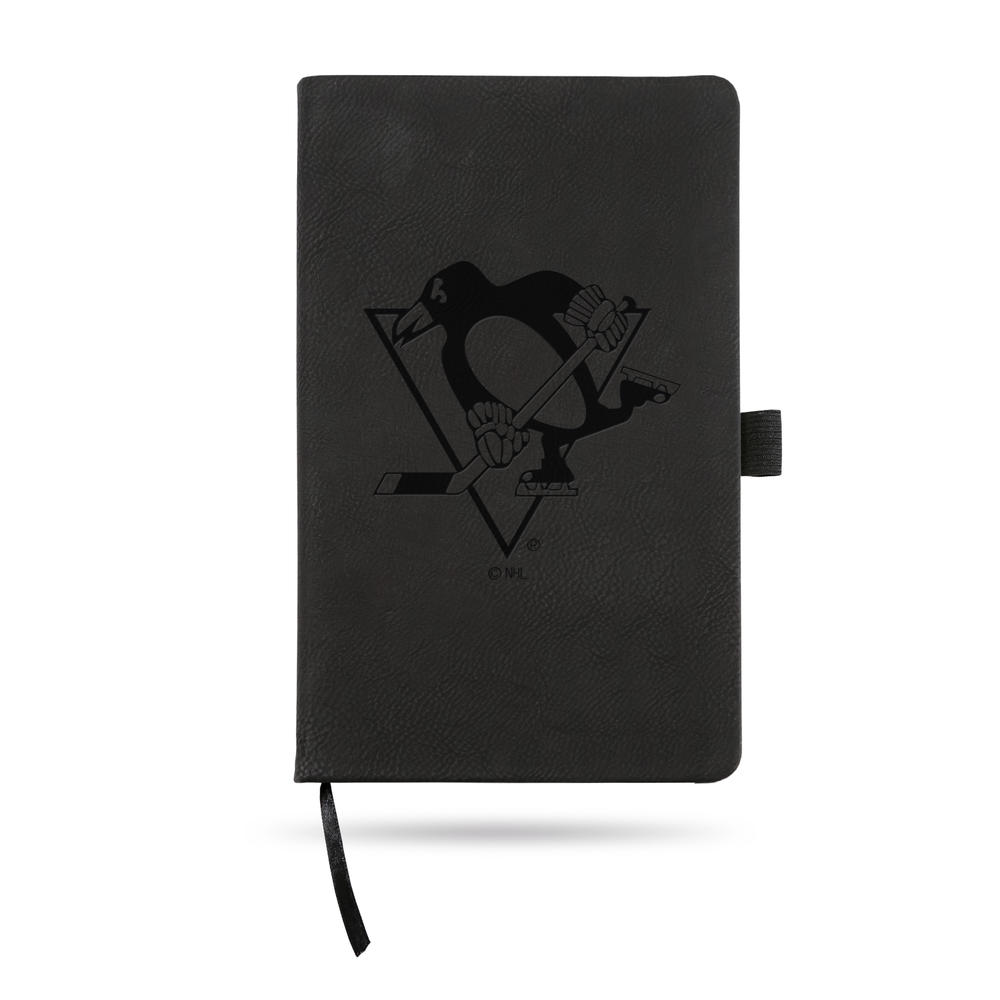 Rico Industries NHL Hockey Pittsburgh Penguins Black - Primary Laser Engraved Small Notepad