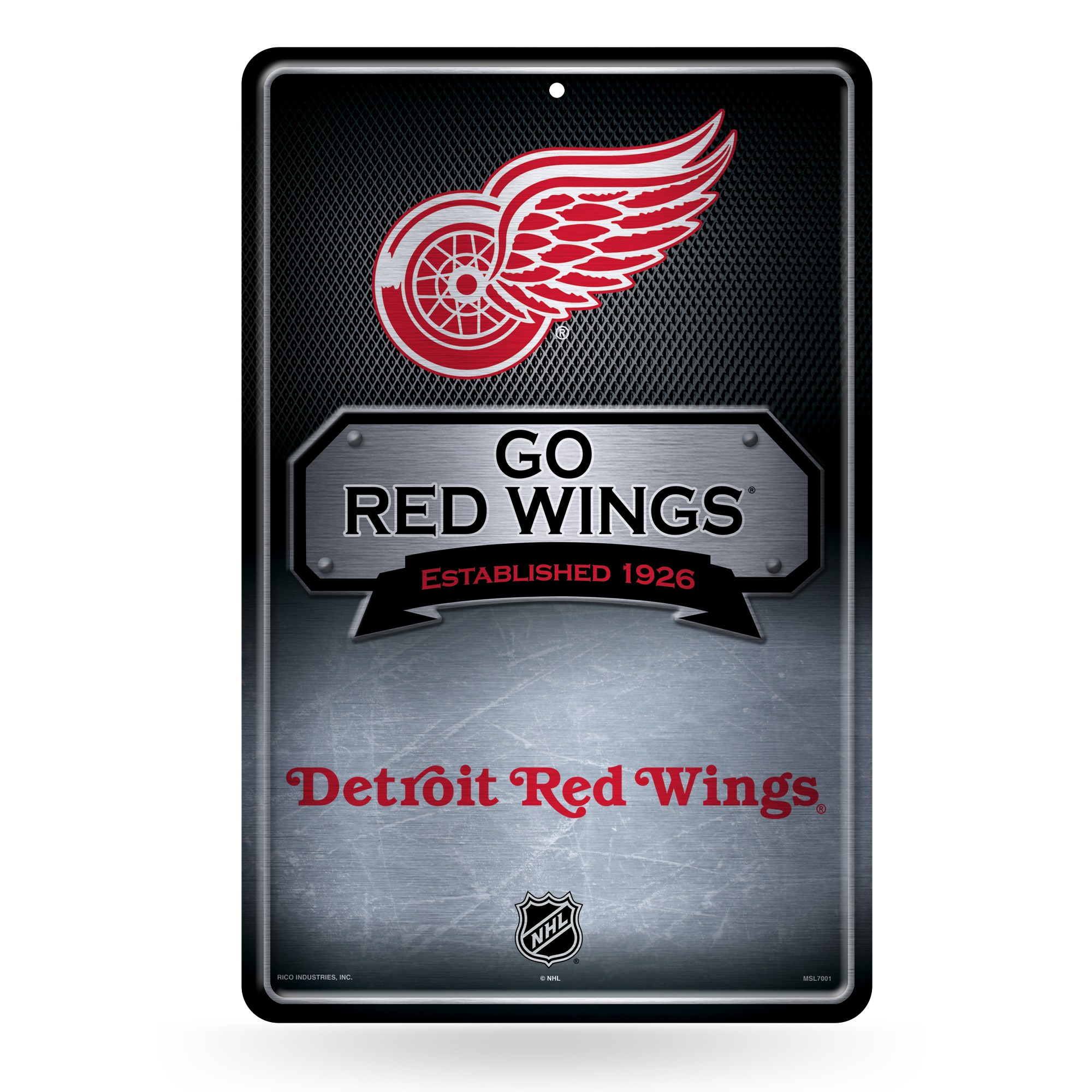 Rico NHL Rico Industries Detroit Red Wings  Large Metal Sign